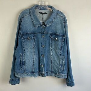 NWT Max Jeans Denim Jean Jacket Tyler Wash Button Front Size 3X